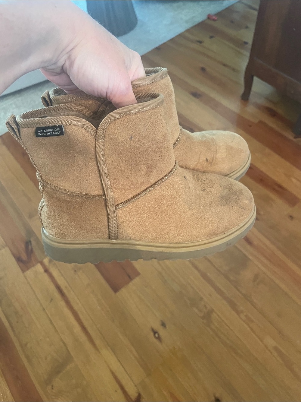 Kids Waterproof Suede Ugg type Boot - Tan